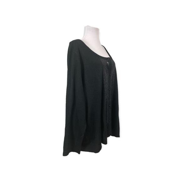 Avenue NEW Women's 26/28 3X Button Down Cardigan Sweater Black Sequins L/S - Picture 3 of 7